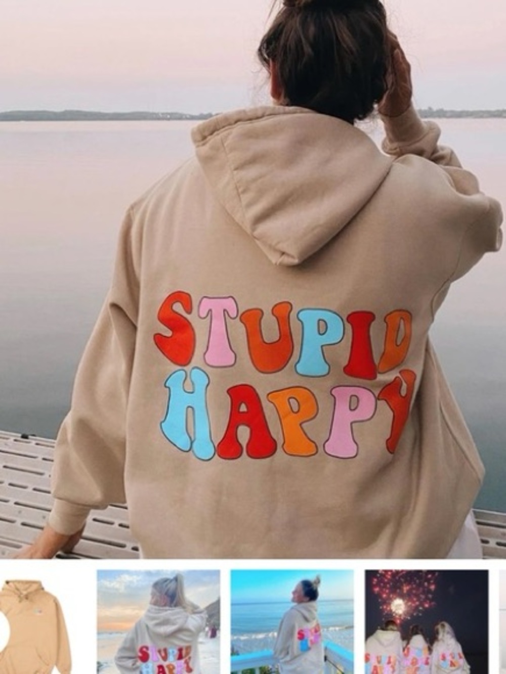 Stupid Happy Retro Downtown Girl Streetwear VSCO Brunch Vibes Y2K Cropped Hoodie